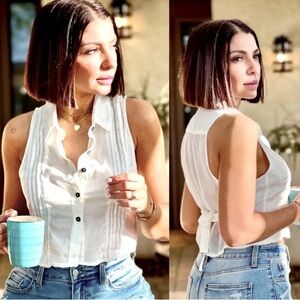 Free People White Sleeveless Top